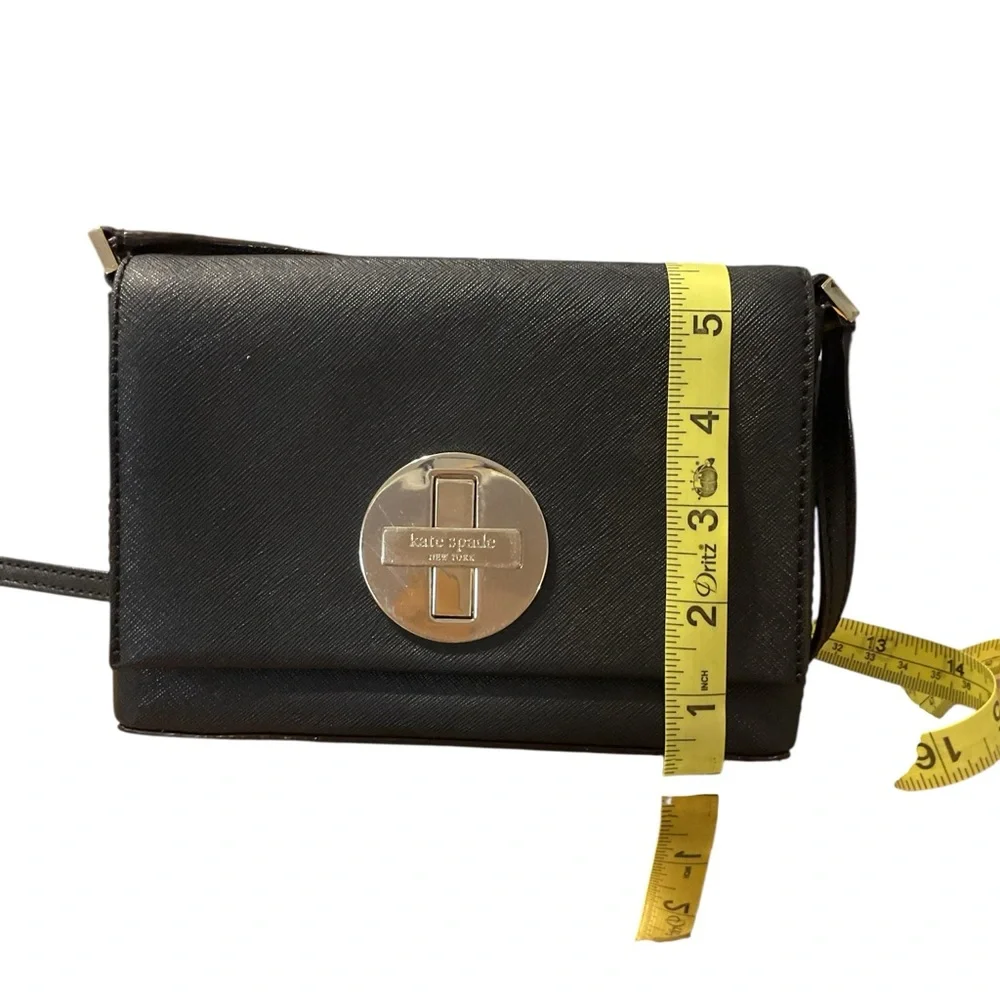 Kate Spade NY Black SAFFIANO Leather cross‎ Bag with Gold Accents